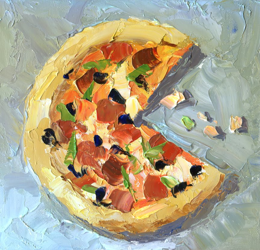 864x832 Tom Brown Fine Art Pizza Painting With A Credit Card By Tom Brown - Pizza Painting