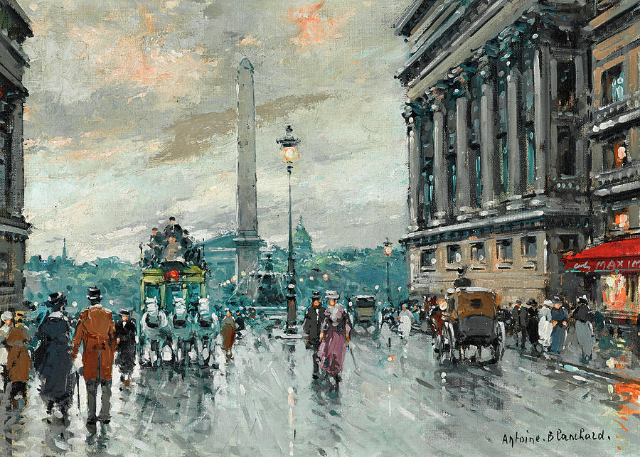 900x643 La Place De La Concorde Painting By Antoine Blanchard - Place De La Concorde Painting