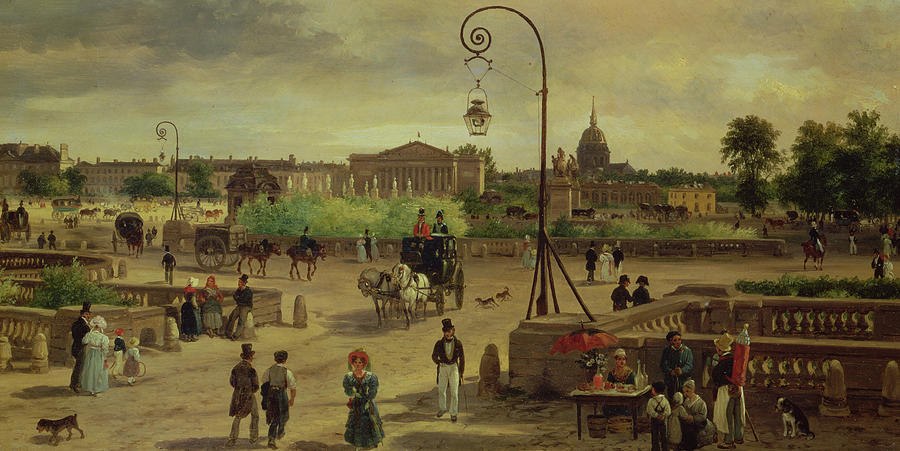 900x451 La Place De La Concorde Painting By Giuseppe Canella - Place De La Concorde Painting