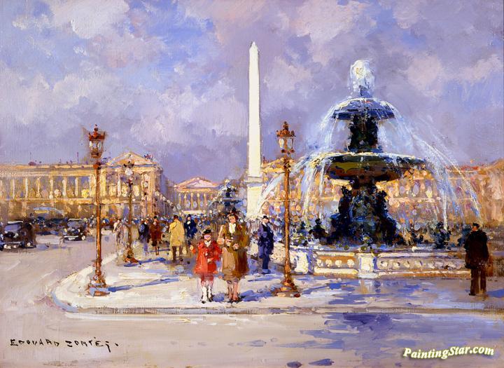 720x525 Place De La Concorde Artwork By Edouard Cortes Oil Painting - Place De La Concorde Painting