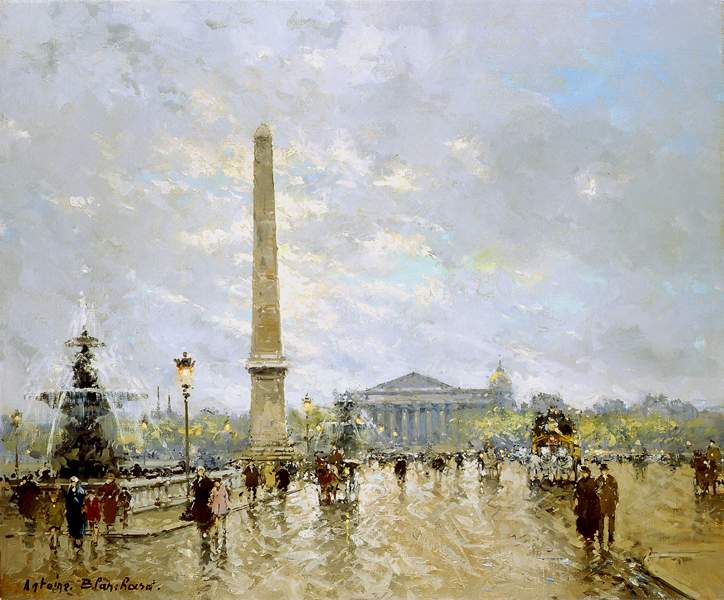 724x600 Place De La Concorde Painting Antoine Blanchard Oil Paintings - Place De La Concorde Painting