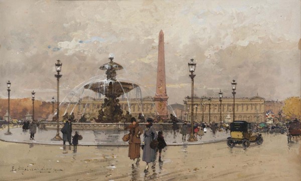 600x361 Eugene Galien Laloue Paintings For Sale - Place De La Concorde Painting