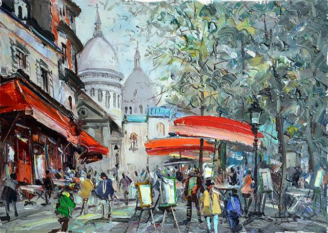 640x455 Painters - Place Du Tertre Painting