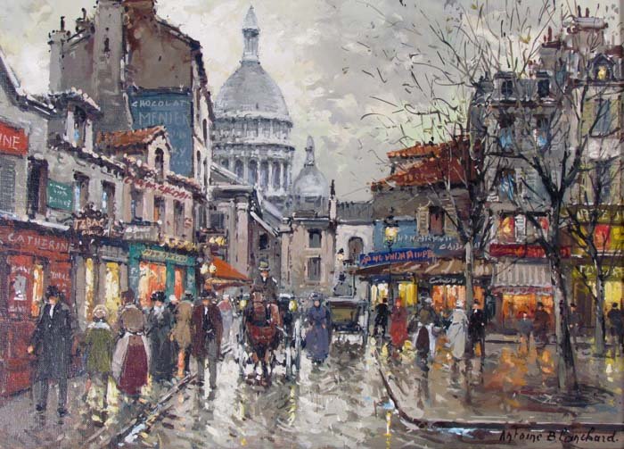 700x503 Antoine Blanchard Oil Painting Place Du Tertre A Montm - Place Du Tertre Painting