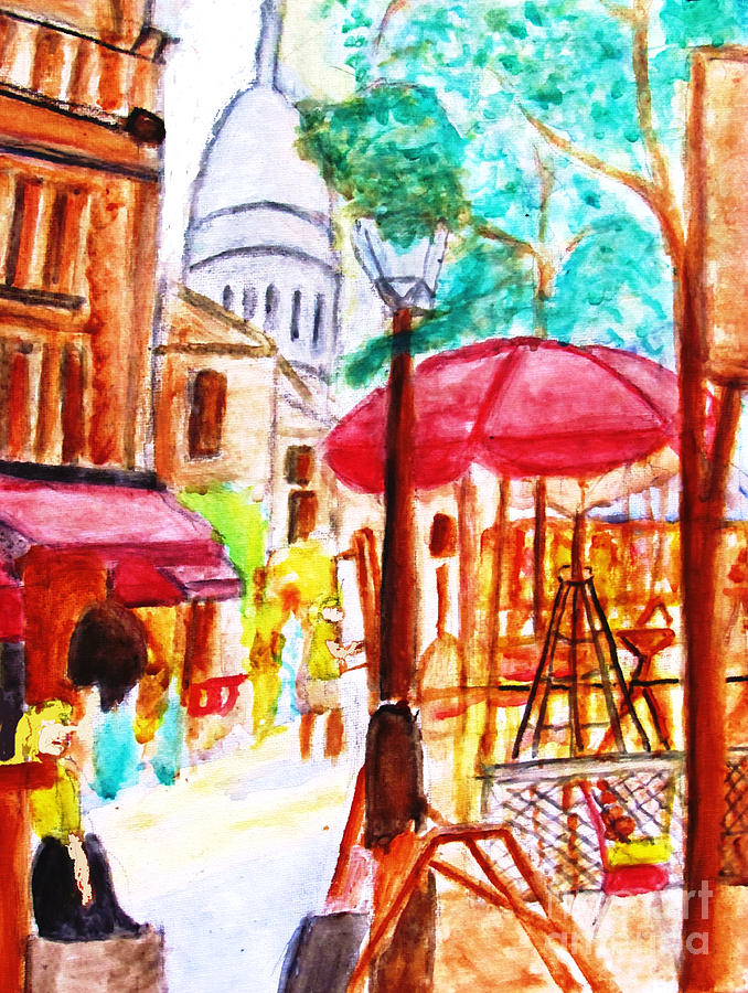 678x900 Place Du Tertre Of Paris Painting By Stanley Morganstein - Place Du Tertre Painting