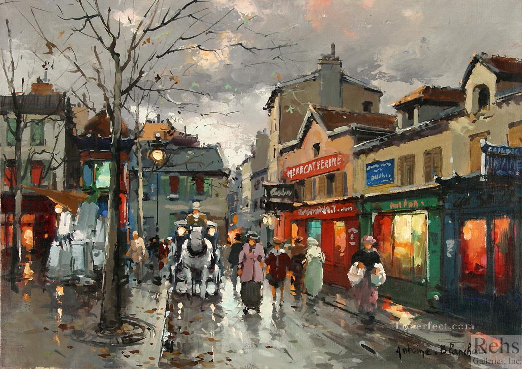 1059x750 Antoine Blanchard Rue Norvins Place Du Tertre Montmartre Painting - Place Du Tertre Painting