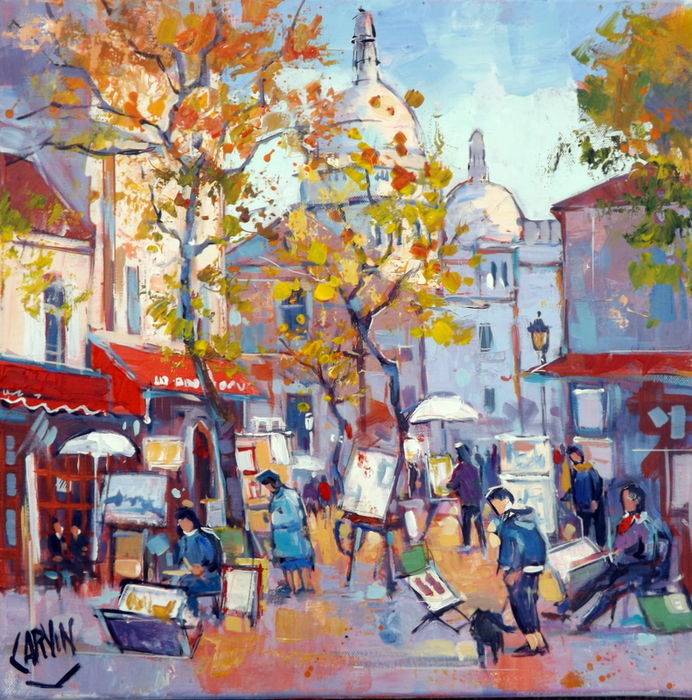 692x700 Claude Carvin (1956 ) - Place Du Tertre Painting