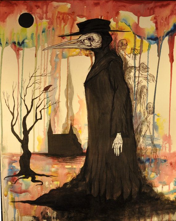 570x715 Original Painting - Plague Doctor Painting