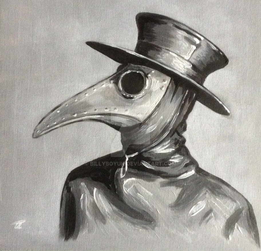 912x875 Steampunk Plague Doctor Painted Canvas Art By Billyboyuk - Plague Doctor Painting
