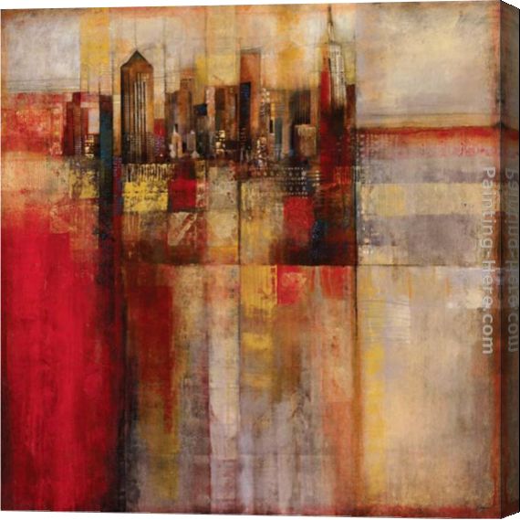 570x569 John Douglas Plaid City Art Painting For Sale - Plaid Painting