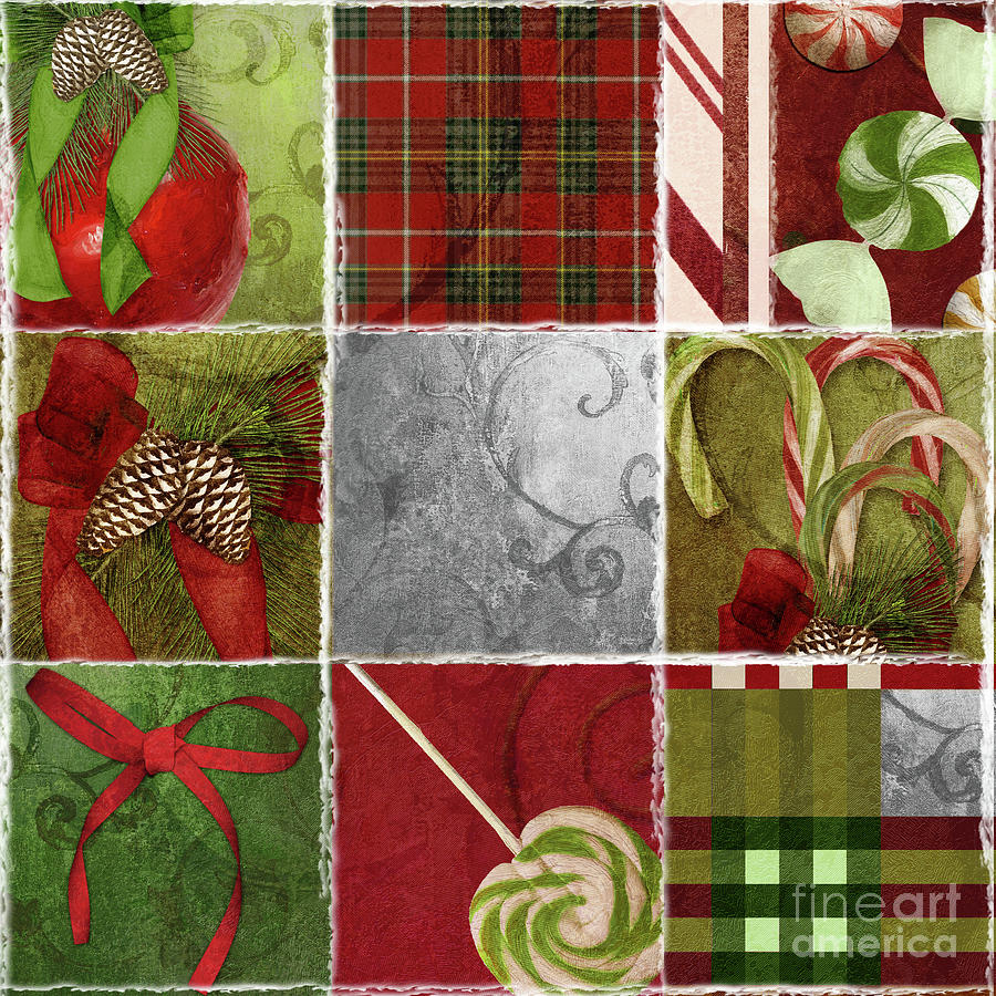 900x900 Sweet Holiday Iii Painting By Mindy Sommers - Plaid Painting
