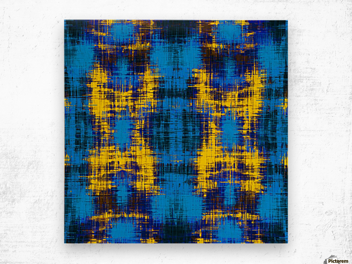 1200x900 Geometric Plaid Pattern Painting Abstract In Blue Yellow And Black - Plaid Painting