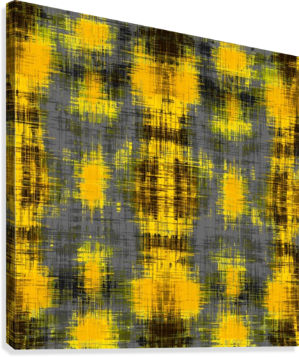 429x511 Geometric Plaid Pattern Painting Abstract In Yellow Brown - Plaid Painting