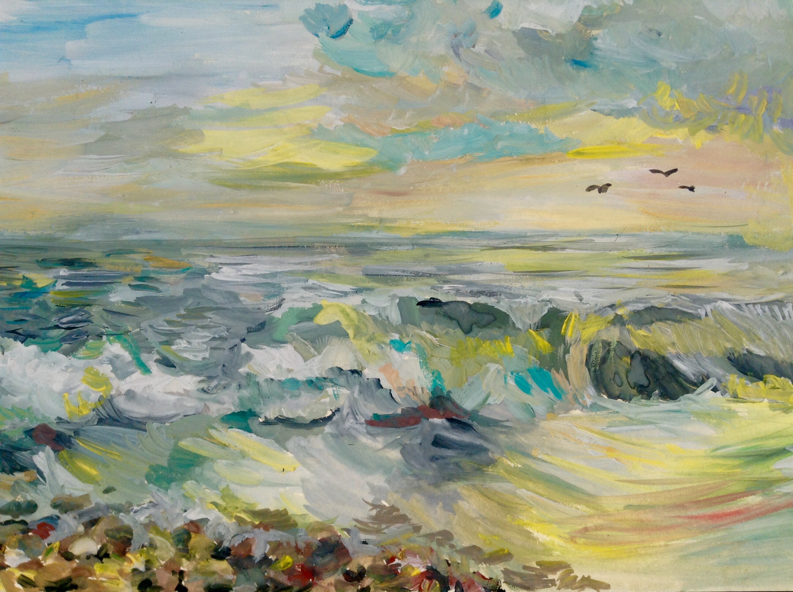 2592x1936 Free Images Beach, Landscape, Sea, Coast, Sunset, Surf, Seascape - Plain Painting