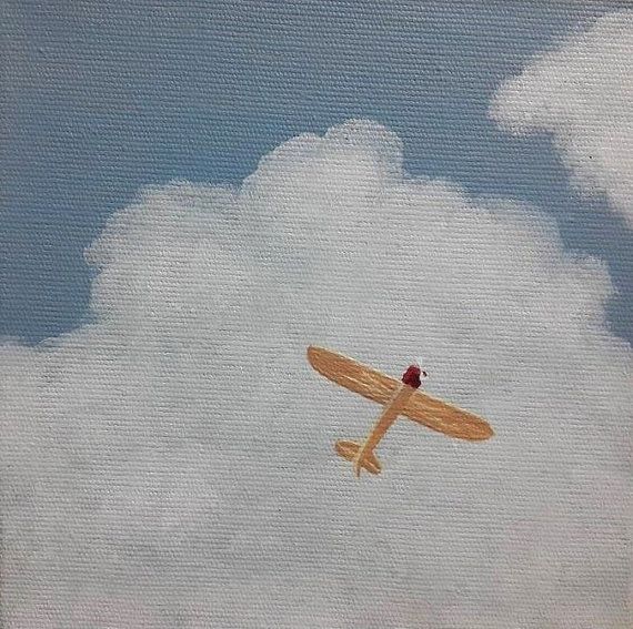 570x567 Plane Painting, Propeller Plane, Cloud Painting, Original Acrylic - Plane Painting