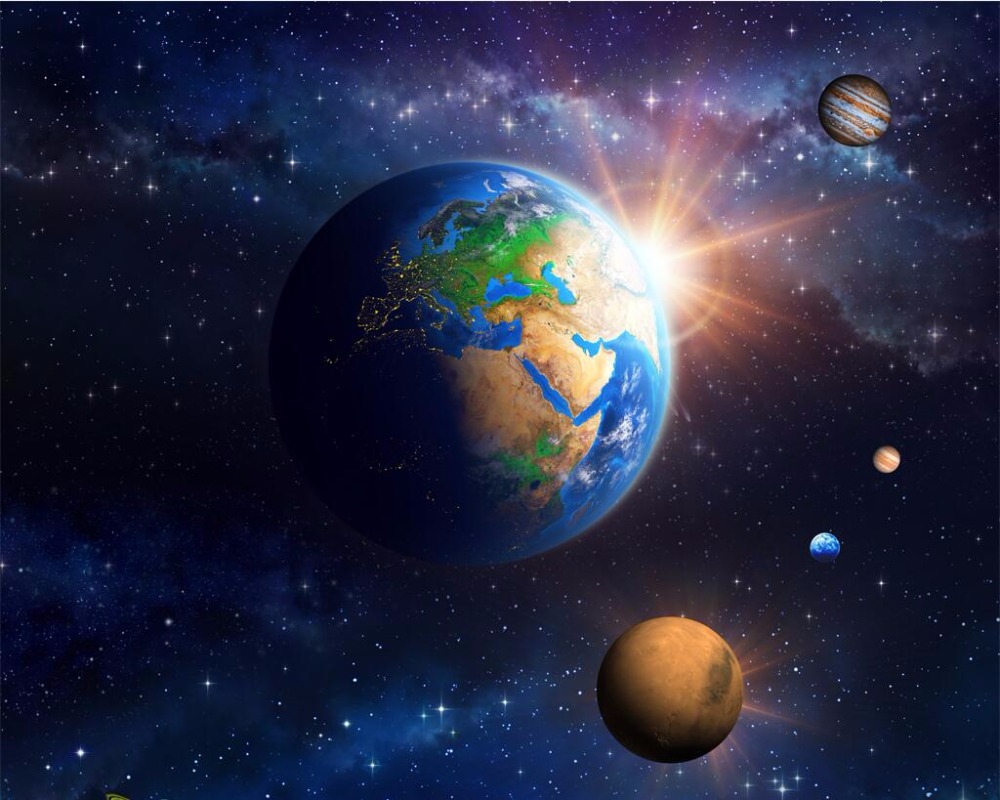 1000x800 Custom Photo 3d Ceiling Murals Wallpaper Planet Earth In Space - Planet Earth Painting