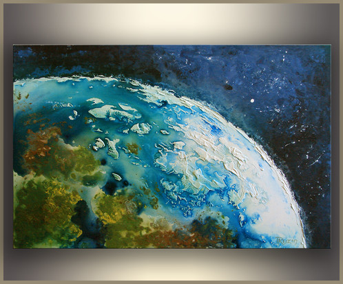 498x413 Green Planet, Earth, Original Painting Of Earth, Made To Order - Planet Earth Painting