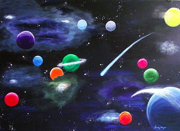 600x438 The Planets Painting By Sandy Wager - Planet Painting