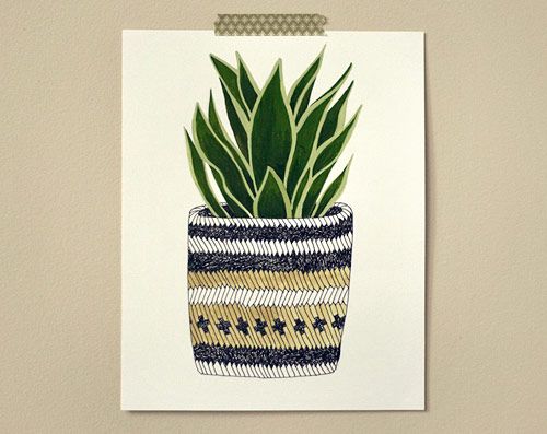 500x397 House Plant Portrait No. 3 Portraits, Plants And House - Plant Painting