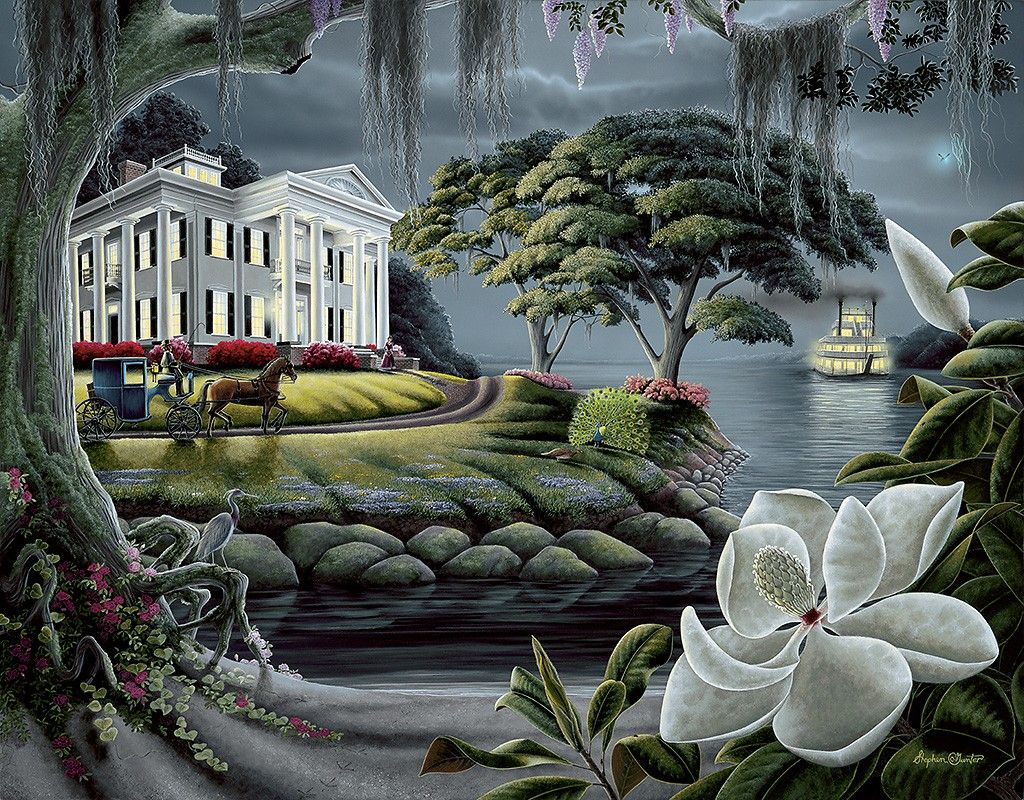 1024x800 Pre Civil War Plantation Paintings Magnolia Plantation - Plantation Painting