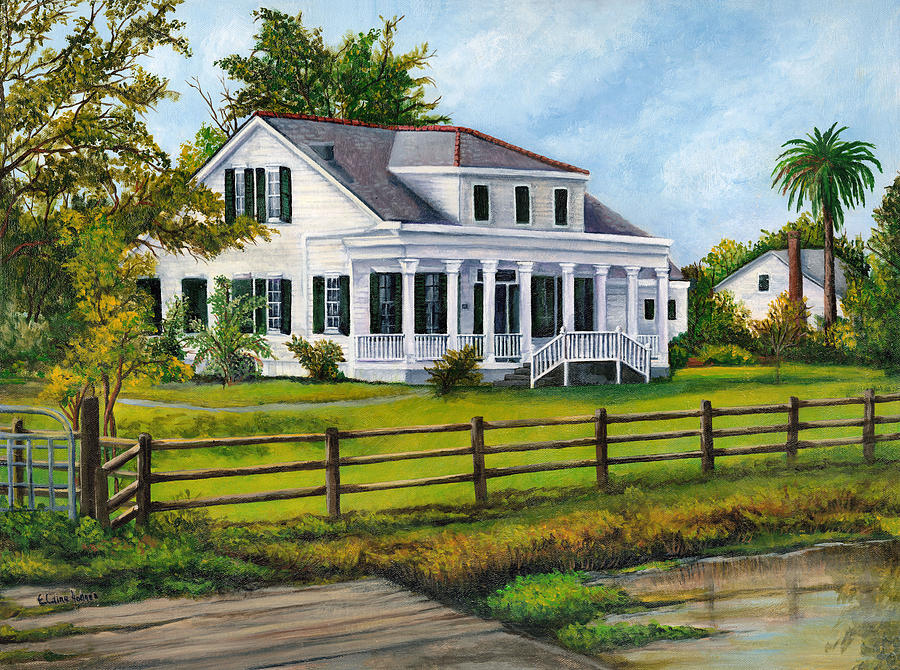 900x670 Creedmoor Plantation Painting By Elaine Hodges - Plantation Painting