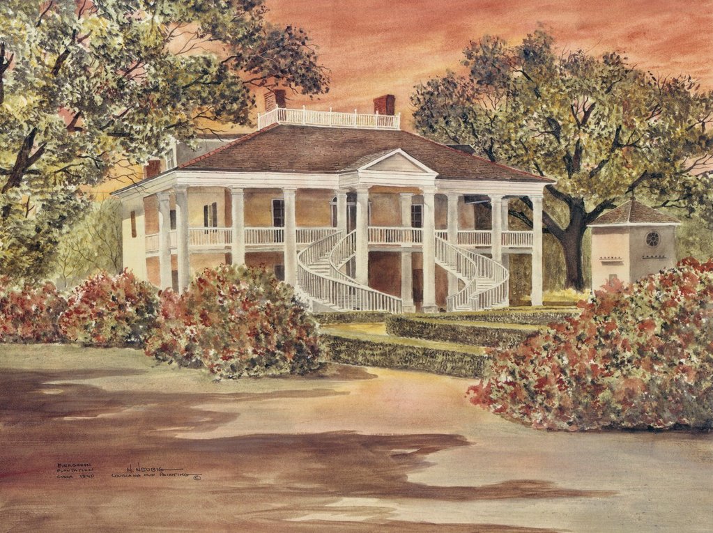 1023x765 Evergreen Plantation Louisiana Mud Paintings - Plantation Painting