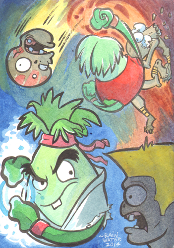 351x499 Plants Vs. Zombies Vs. Street Fighter - Plants Vs Zombies Painting