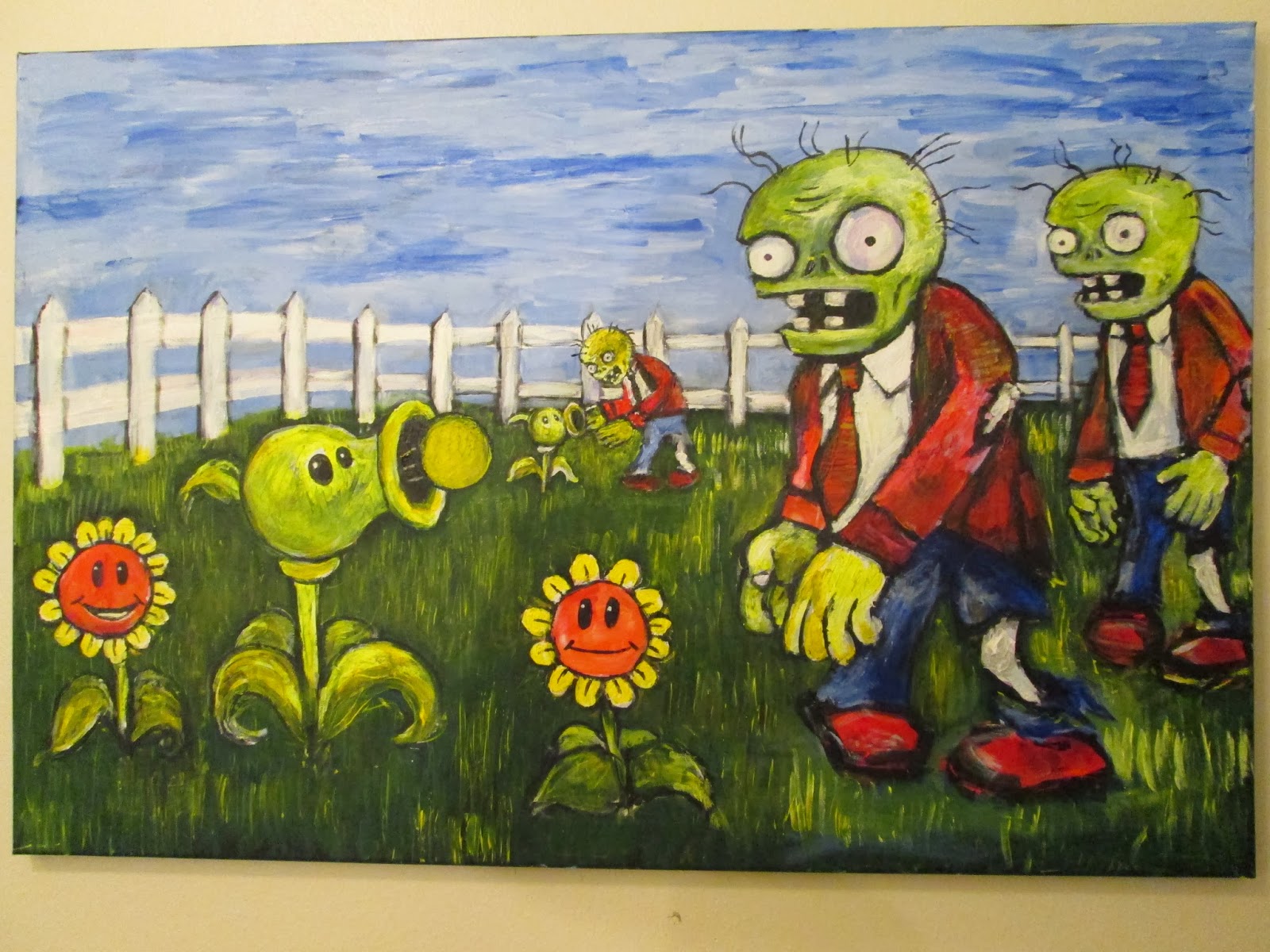 1600x1200 Plants Vs Zombies, Fan Art, 24 X 36 Acrylic On Canvas , Original - Plants Vs Zombies Painting
