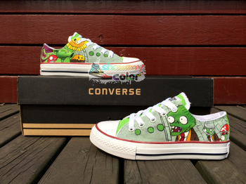 350x262 Plants Vs Zombies Low Top Converse Shoes Hand Painted Custom - Plants Vs Zombies Painting