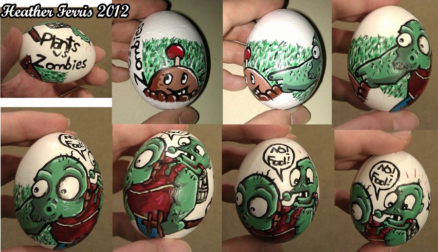 900x518 Plants Vs. Zombies Painted Egg By Heather Ferris - Plants Vs Zombies Painting