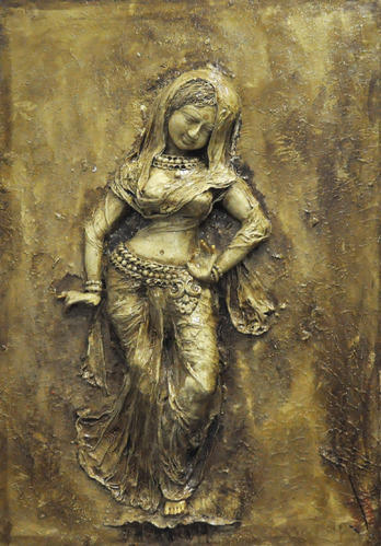 348x499 Plaster Of Paris On Canvas, Canvas Chitrakari, - Plaster Of Paris Painting On Canvas