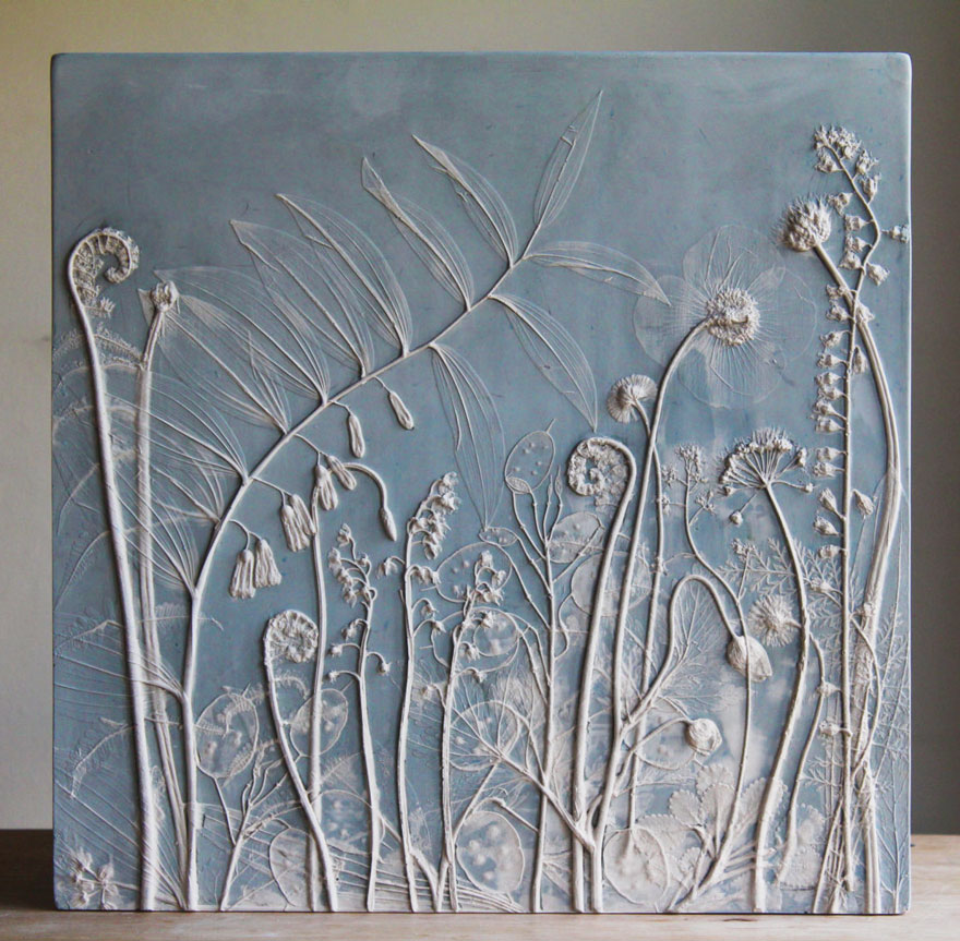 880x863 Artist Creates Flower Fossils By Casting Plants In Plaster Bored - Plaster Of Paris Painting Techniques