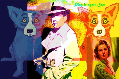 497x328 George Rodrigue Play It Again, Sam (Hollywood Stars - Play It Again Painting