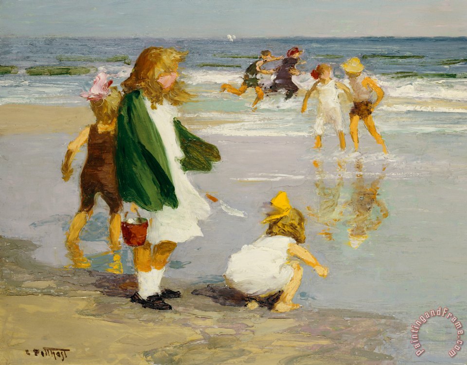 960x750 Edward Henry Potthast Play In The Surf Painting - Play Painting