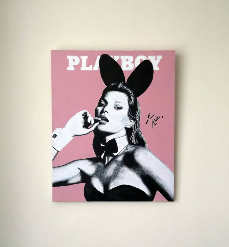 770x831 Saatchi Art Original Kate Moss Playboy Magazine Painting. 22x18 - Playboy Bunny Painting