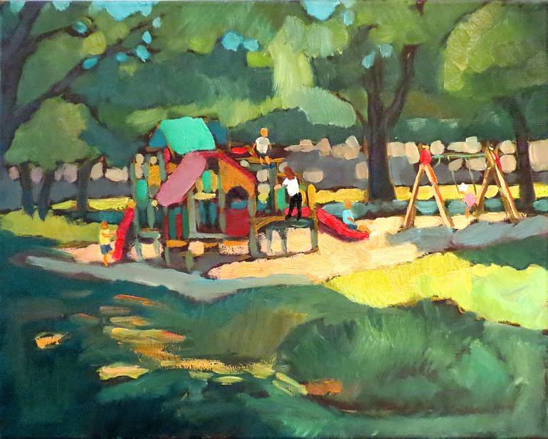 770x618 Saatchi Art Park Playground Painting By Ivan Onnellinen - Playground Painting