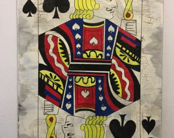 340x270 Playing Cards Painting Casino Poker Art 10 Of Hearts Game Room Man - Playing Card Painting