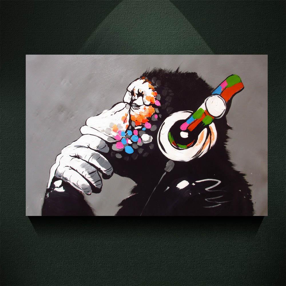 1000x1000 2018 Modern Canvas Painting Banksy Street Art Print Dj Monkey - Please Painting