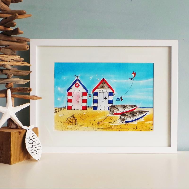 800x800 Personalised Painting Beach Huts And Boats Suzy Lewis - Please Painting