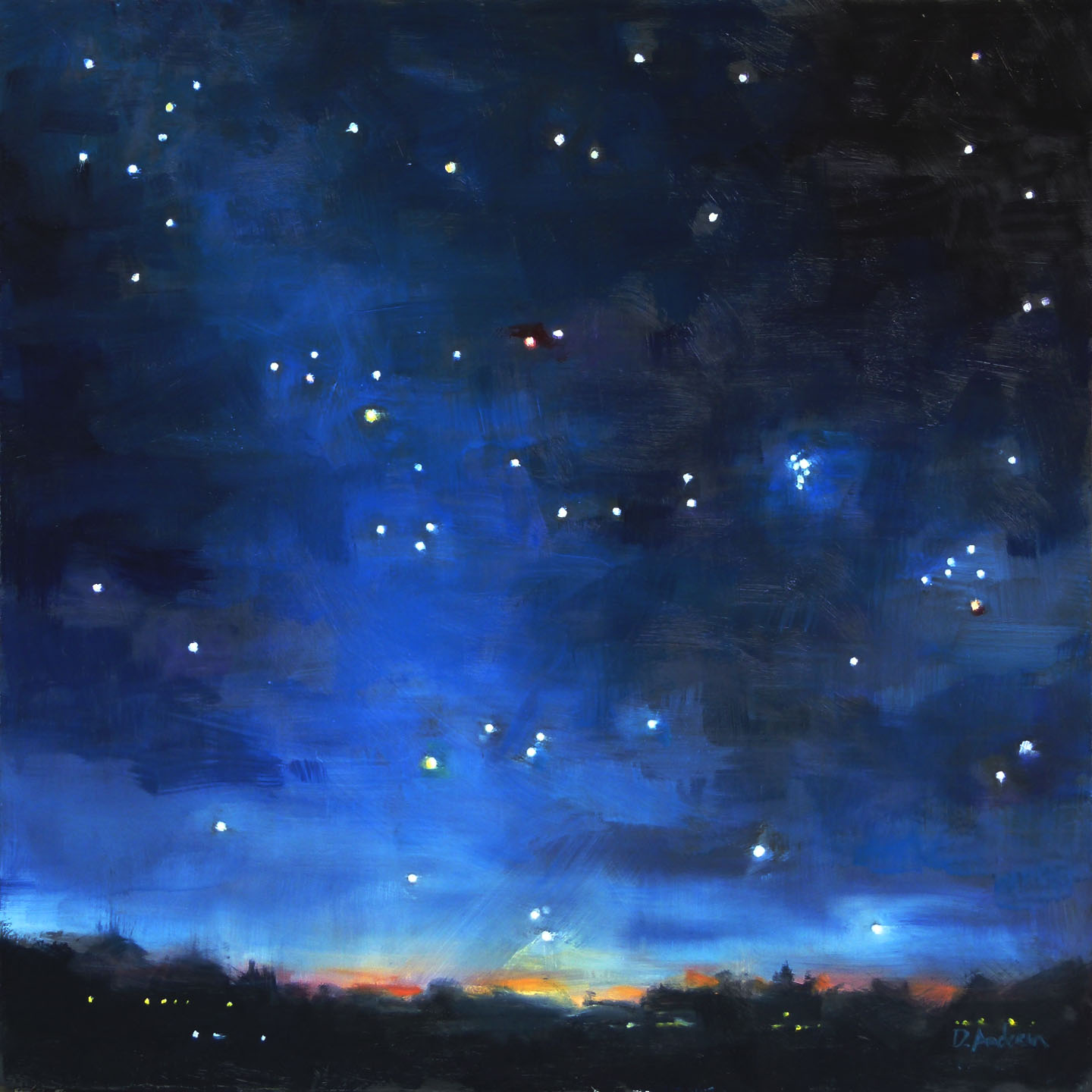 1440x1440 Oil Painting Of The Night Sky Seven Sisters Deb Anderson, Painting - Pleiades Painting