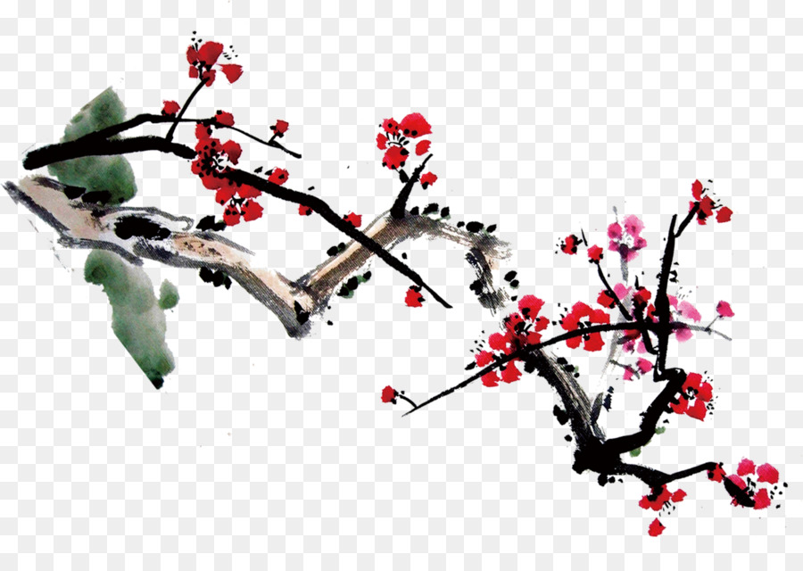 900x640 China Plum Blossom Ink Wash Painting Chinese Painting Poster - Plum Blossom Painting