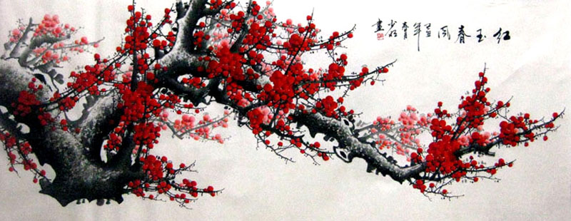 800x310 Chinese Plum Blossom Painting 2316005, 70cm X X - Plum Blossom Painting