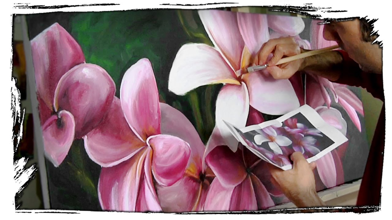 1280x720 Painting Pink Plumeria Flowers [Time Lapse] - Plumeria Flower Painting