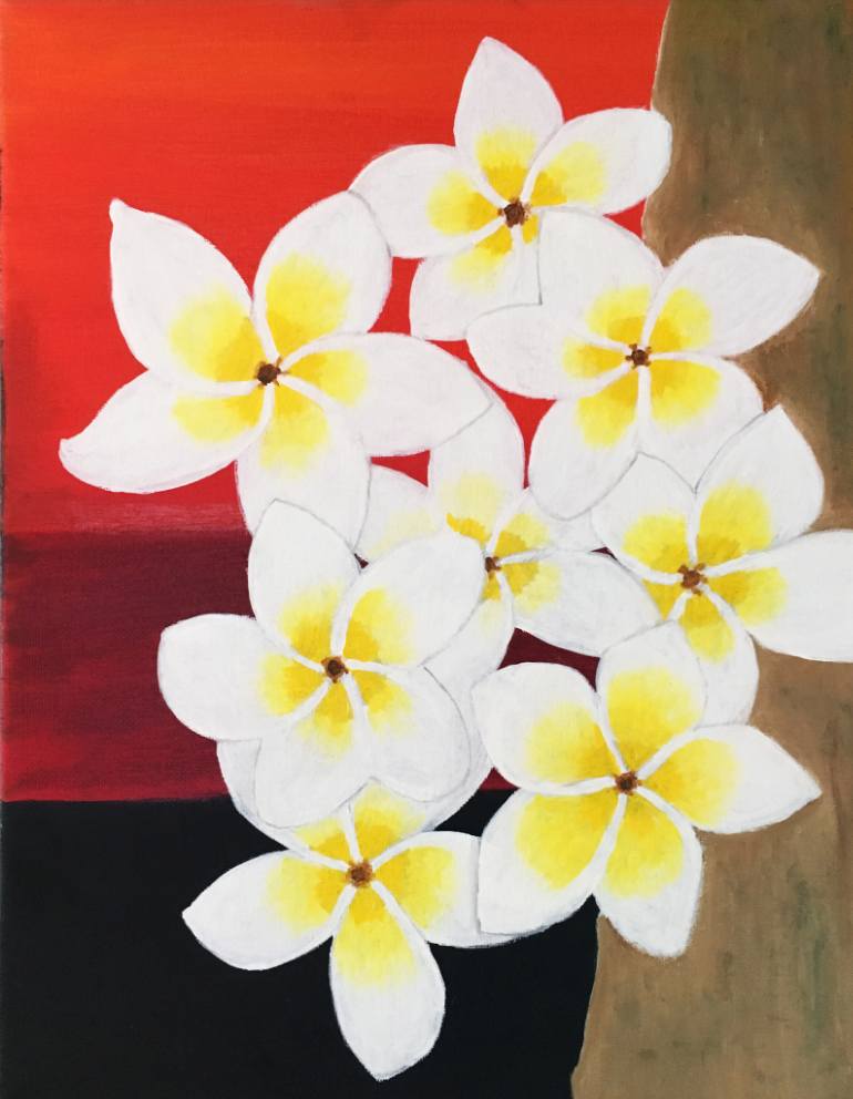 770x992 Saatchi Art Plumeria Flower Art Painting By Ganga Sajith - Plumeria Flower Painting