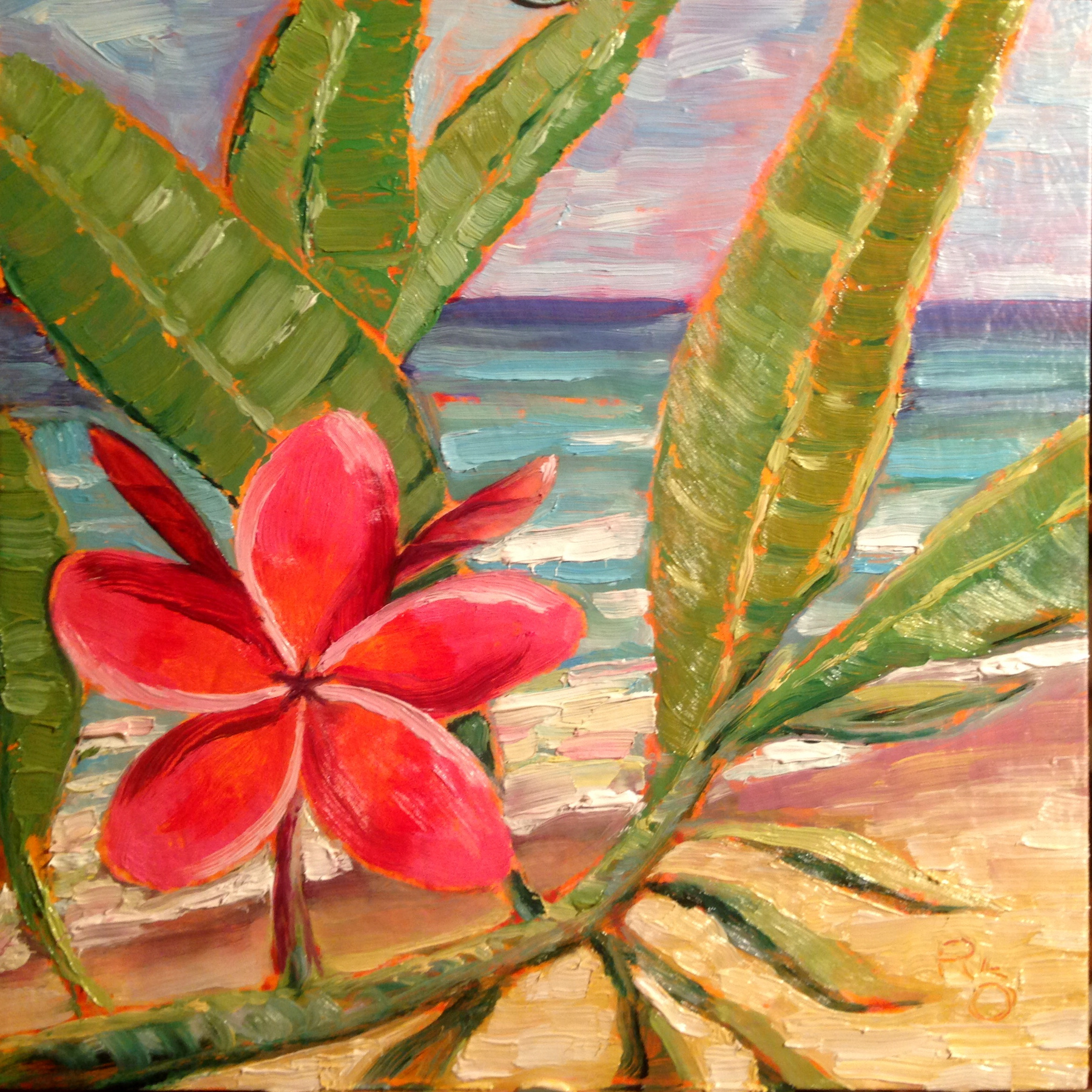 1800x1800 Hawaii Hawaiian Fine Art Painting Ronald Lee Oliver - Plumeria Painting