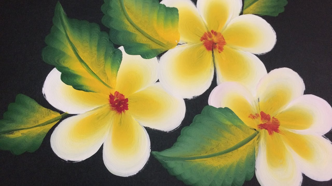 1280x720 One Stroke Painting Plumeria And Leaves - Plumeria Painting