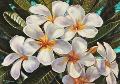 407x286 Plumeria Still Life Painting - Plumeria Painting