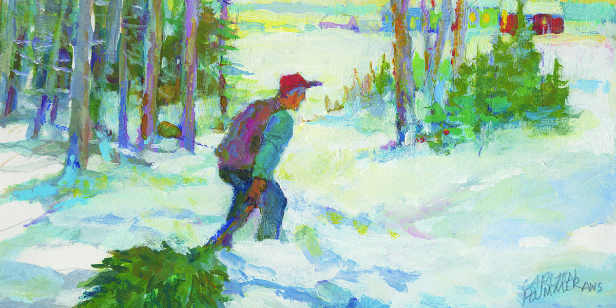 1200x600 Pine Tree Society Holiday Card Artist Profile Carlton Plummer - Plummer Painting