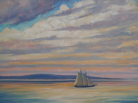 440x330 New England Oil Paintings And Landscape Paintings For Sale - Plymouth Harbor Painting