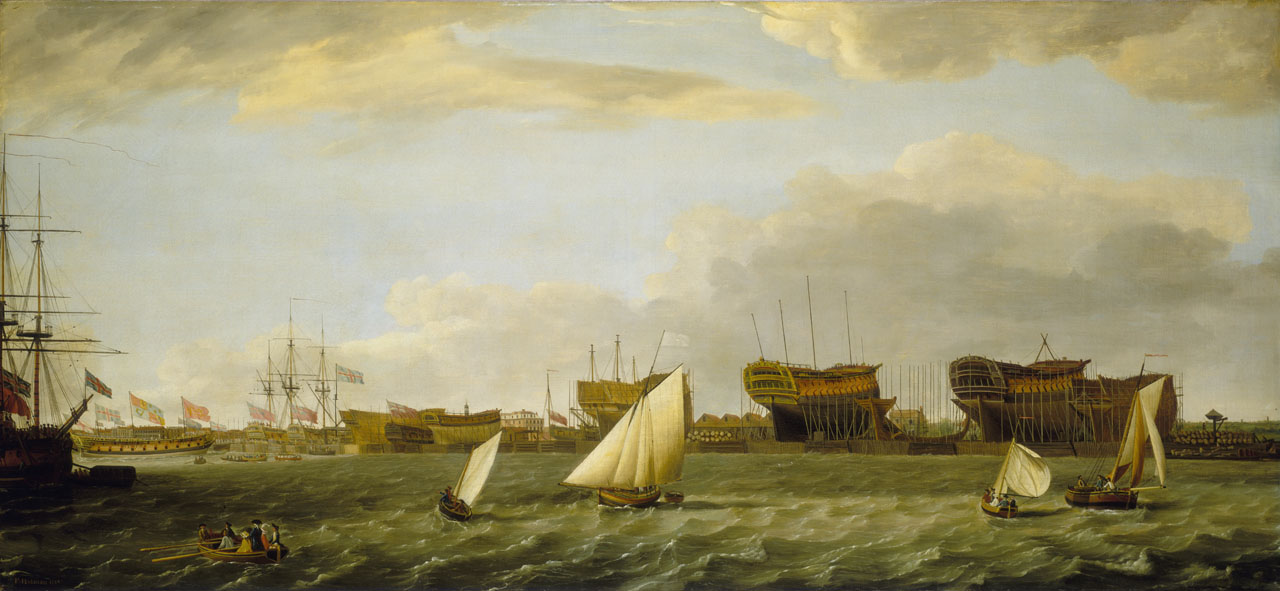 1280x591 Blackwall Yard From The Thames - Plymouth Harbor Painting
